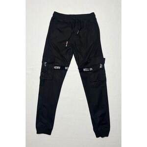 WELL KNOWN STUDIOS Lexington Trackpants Men's Medium Black Cargo‎ Jogger Pants